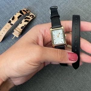 Stella & Dot Pyramid Tank Watch + Double Wrap Band